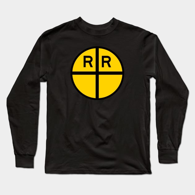 Railroad Crossing Cross Sign Long Sleeve T-Shirt by LefTEE Designs